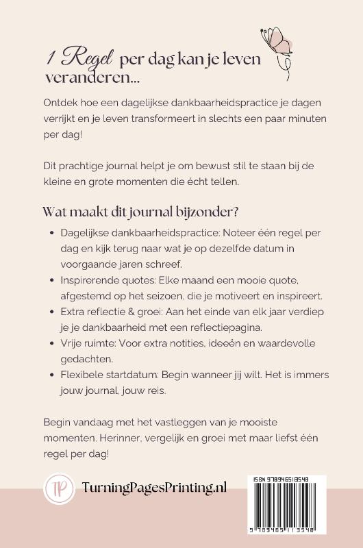 Achterkant van 5 Jaar Dankbaarheid
