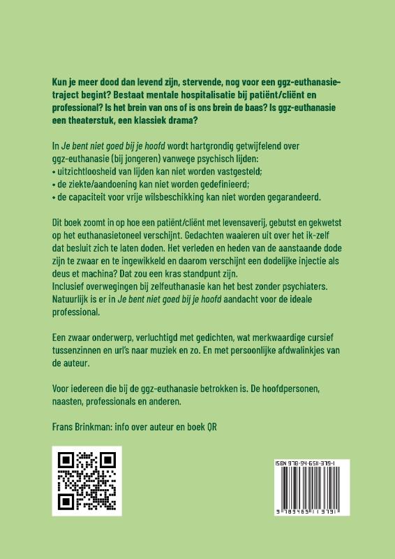 Achterkant van Je bent niet goed bij je hoofd