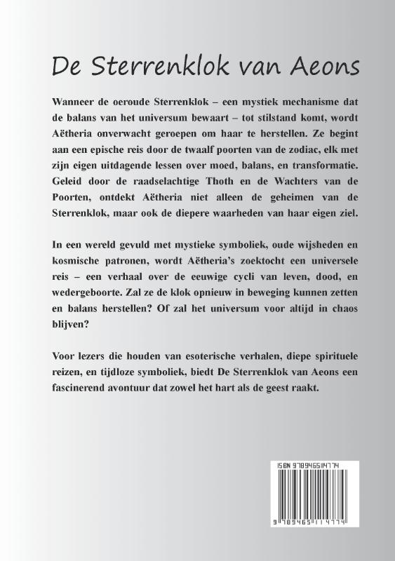 Achterkant van De Sterrenklok van Aeons