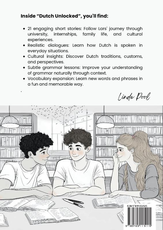 Achterkant van Dutch Unlocked: 21 Short Stories for Beginners