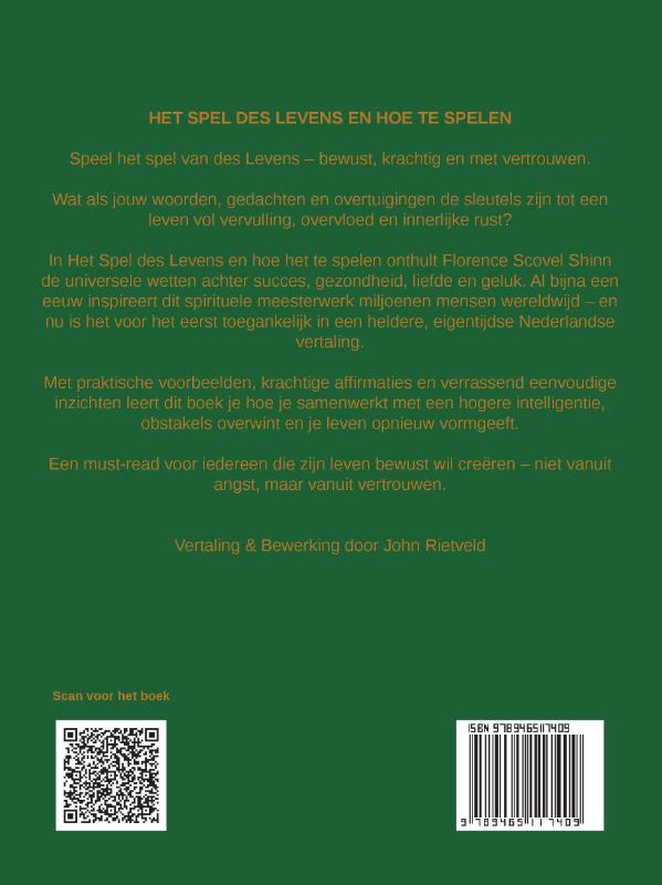 Achterkant van HET SPEL DES LEVENS EN HOE TE SPELEN