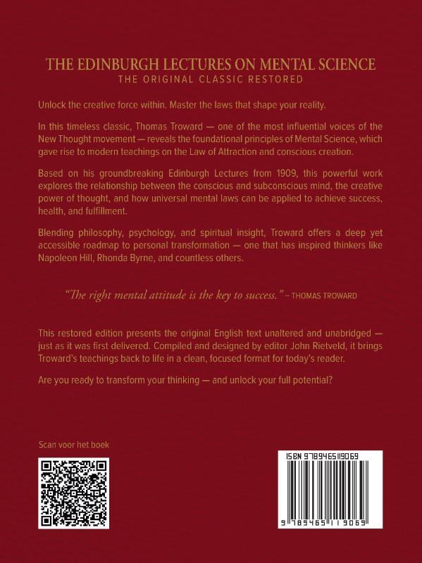 Achterkant van THE EDINBURGH LECTURES ON MENTAL SCIENCE