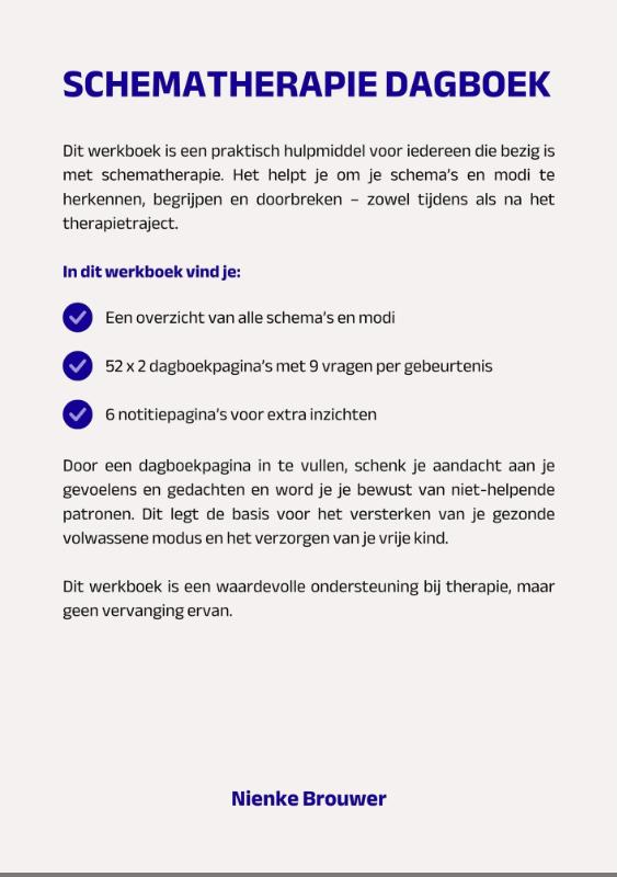Achterkant van Schematherapie dagboek