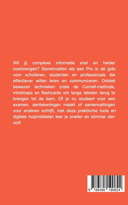 Achterkant van Samenvatten als een Pro