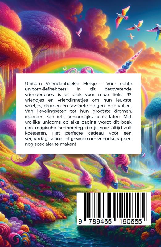 Achterkant van Unicorn Vriendenboekje Meisje