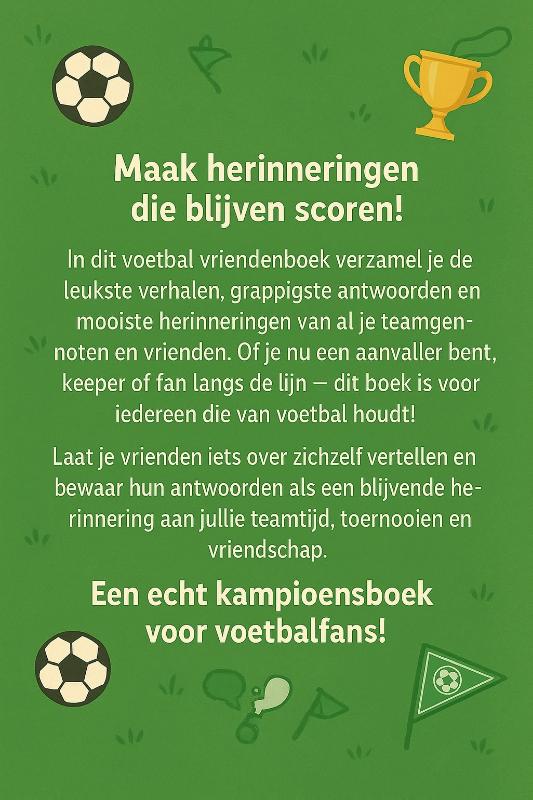 Achterkant van Voetbal vriendenboekje