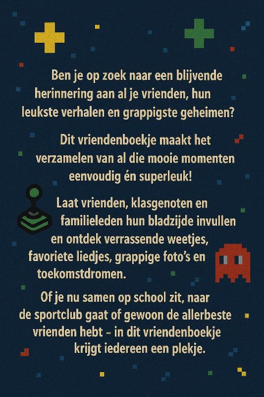 Achterkant van Gamers vriendenboekje