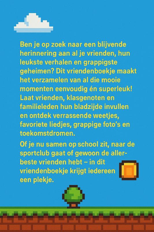 Achterkant van Gamers vriendenboekje