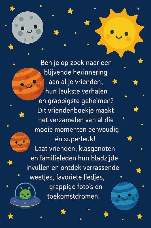 Achterkant van Ruimte & Planeten Vriendenboekje