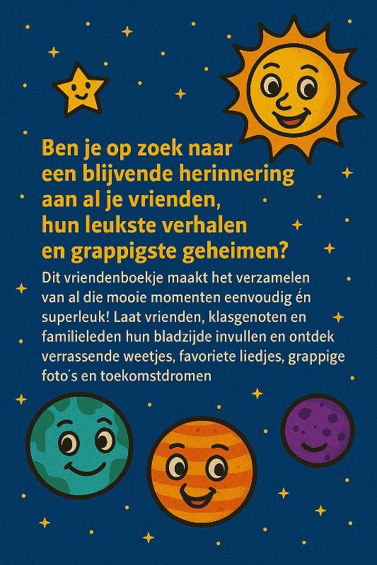 Achterkant van Ruimte & Planeten Vriendenboekje