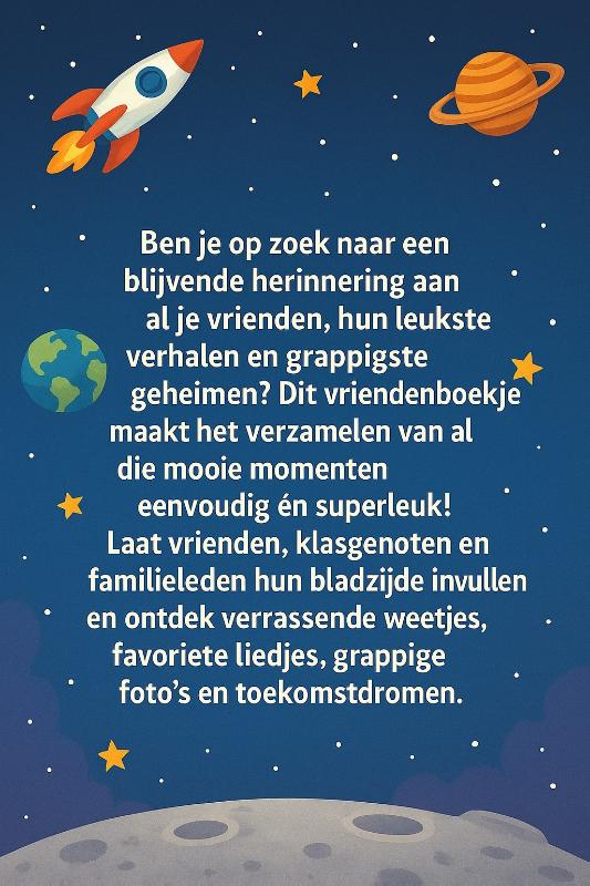 Achterkant van Astronauten Vriendenboekje
