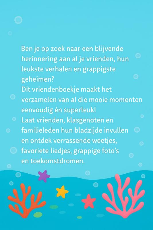Achterkant van Dolfijnen Vriendenboekje
