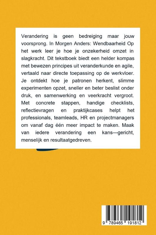Achterkant van Morgen Anders: Wendbaarheid Op het werk