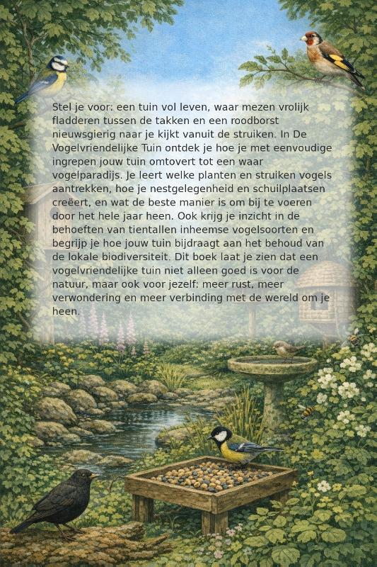 Achterkant van De Vogelvriendelijke Tuin