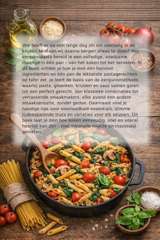 Achterkant van Eenpanspasta en Meer