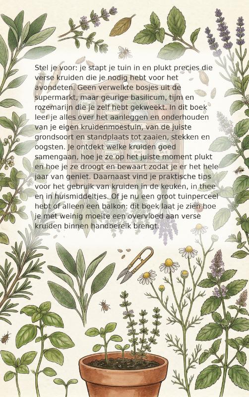 Achterkant van Kruidenmoestuin: Kweken, Drogen en Gebruiken