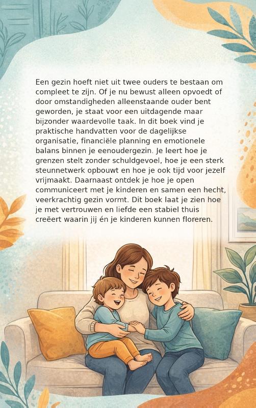 Achterkant van Eenoudergezin en gelukkig