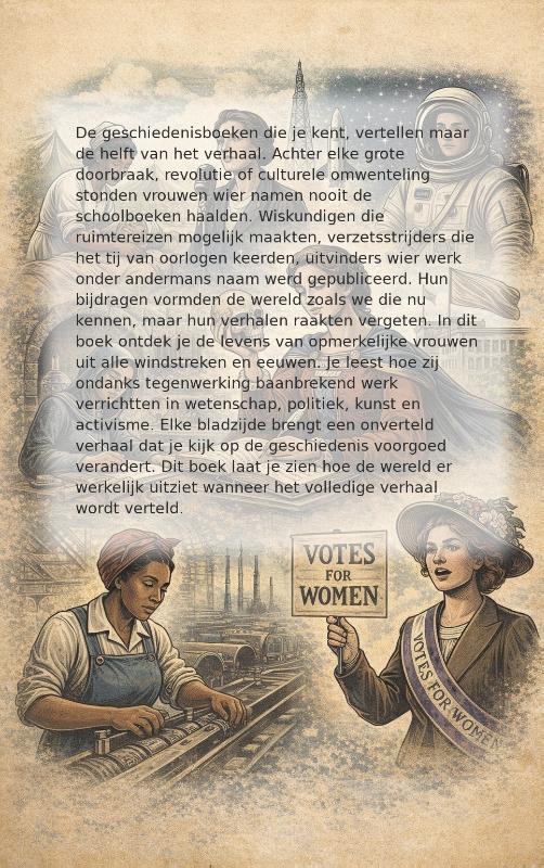 Achterkant van Onbekende vrouwen die geschiedenis maakten