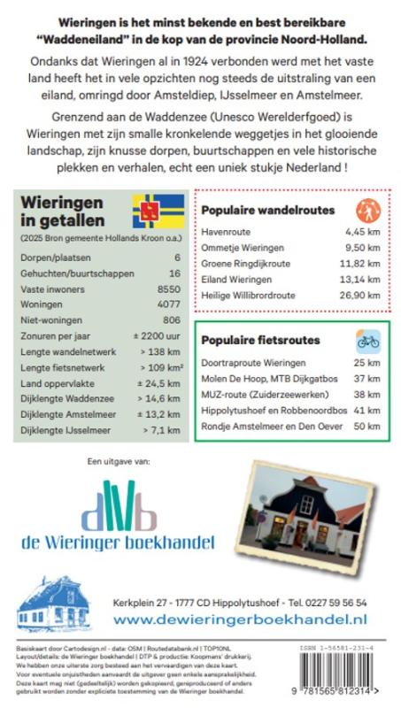 Achterkant van Regiokaart Wieringen (kaart Wieringen incl. Amstelmeer en Dijkgatbos)