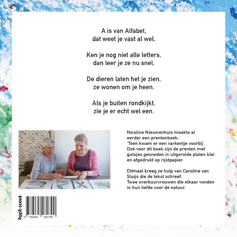Achterkant van DierenAlfabet, op rijm van A tot Z
