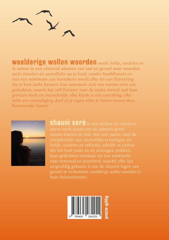 Achterkant van weelderige wollen woorden
