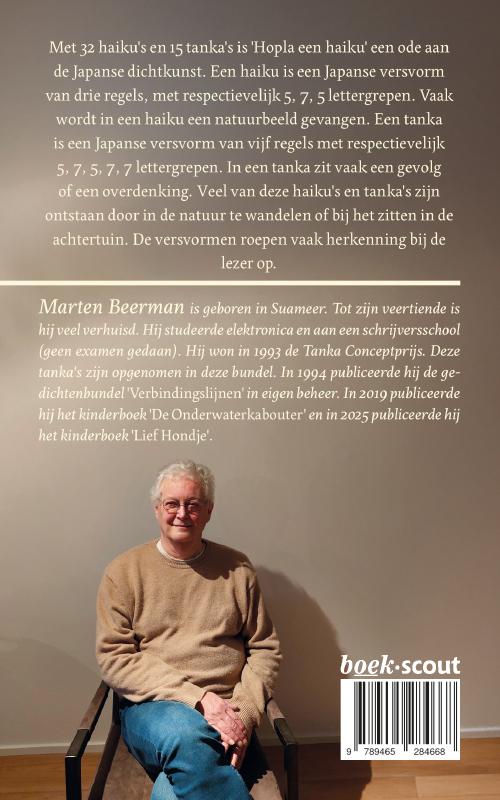 Achterkant van Hopla een haiku!