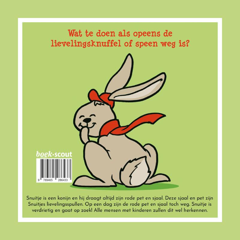 Achterkant van De rode pet en sjaal van Snuitje