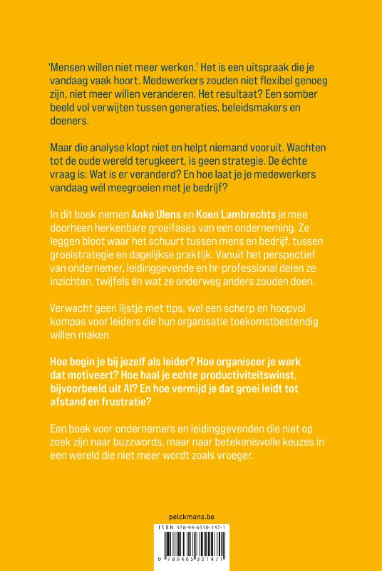 Achterkant van De meeste mensen willen werken