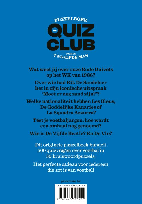 Achterkant van De quizclub voor de twaalfde man