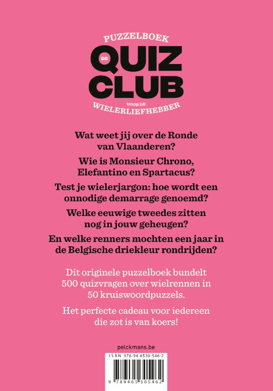Achterkant van De quizclub voor de wielerliefhebber