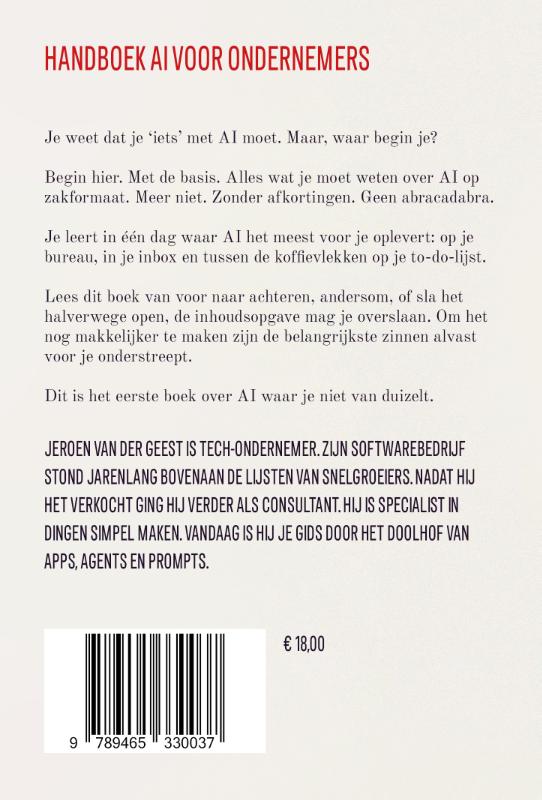 Achterkant van Het eerste Handboek AI voor ondernemers
