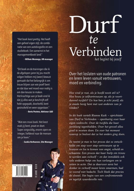 Achterkant van Durf te Verbinden. Het begint met jezelf.