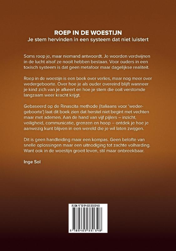 Achterkant van Roep in de woestijn