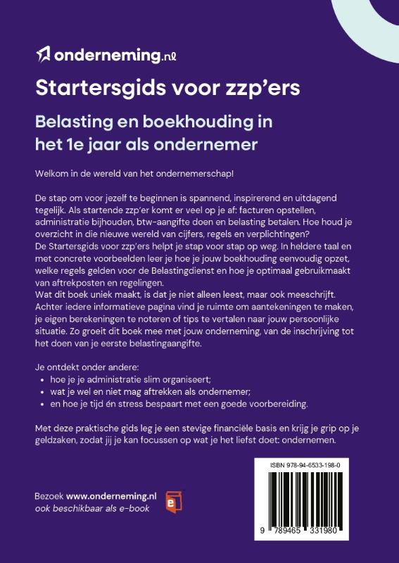 Achterkant van Startersgids voor zzp'ers