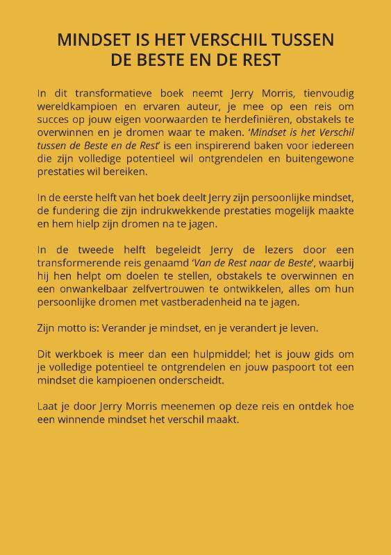 Achterkant van Mindset is het Verschil Tussen de Beste en de Rest - Inclusief Werkboek