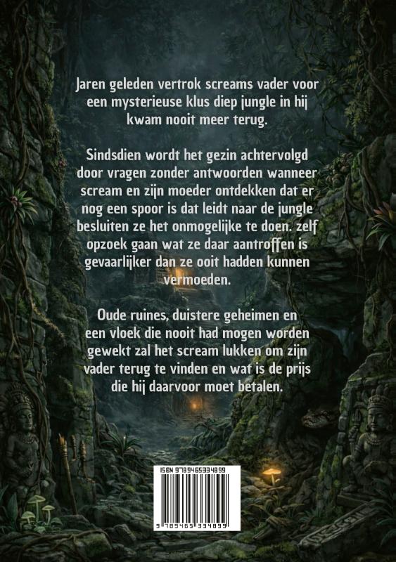 Achterkant van Scream en de vloek van de Jungle