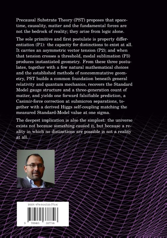 Achterkant van Precausal Substrate Theory