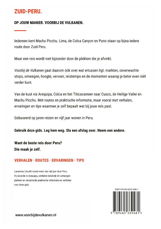 Achterkant van Achter de vulkanen Peru