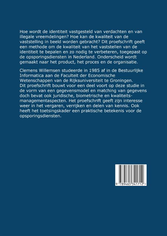 Achterkant van Identiteitsvaststelling van verdachten en illegale vreemdelingen door opsporingsdiensten