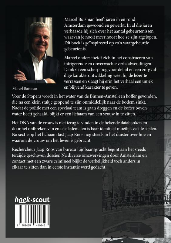 Achterkant van De blauwe koffer