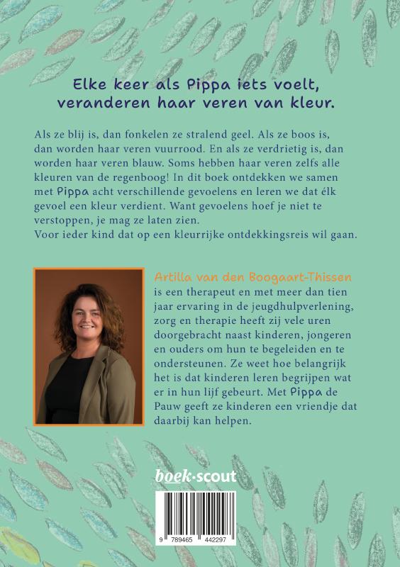 Achterkant van Pippa de Pauw en haar kleurrijke gevoelens