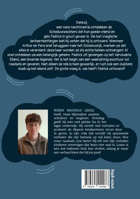Achterkant van De Schaduwwachters en het vervloekte eiland