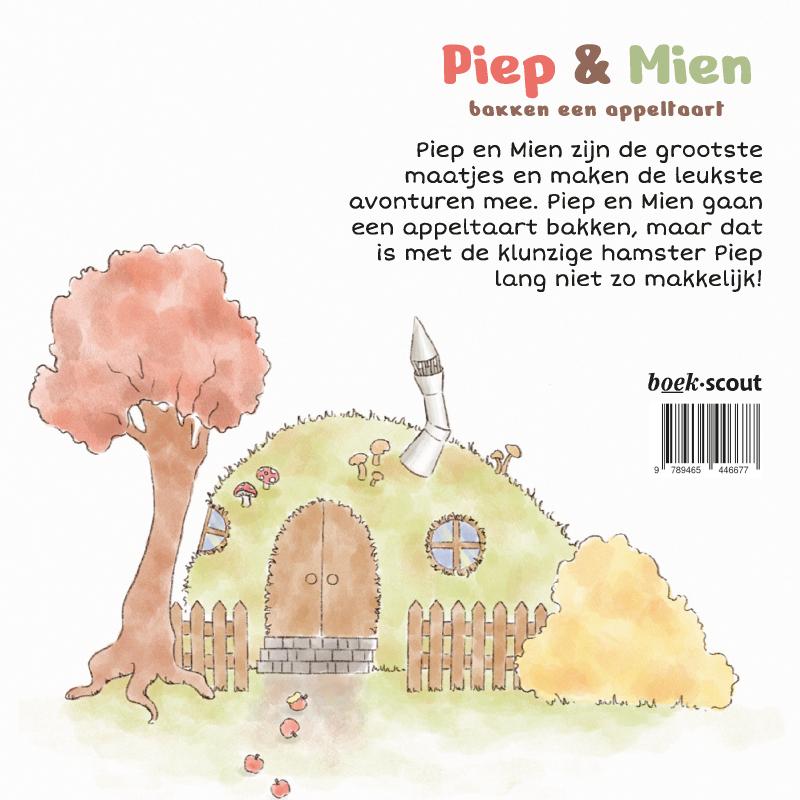 Achterkant van Piep & Mien bakken een appeltaart