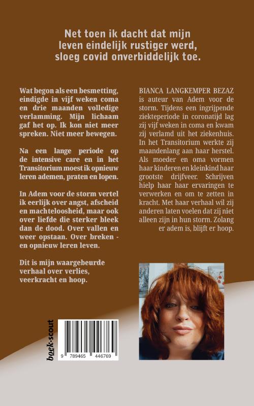 Achterkant van Adem voor de storm