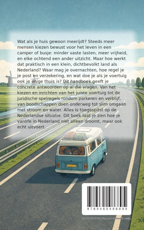 Achterkant van Vanlife op de Nederlandse Snelweg