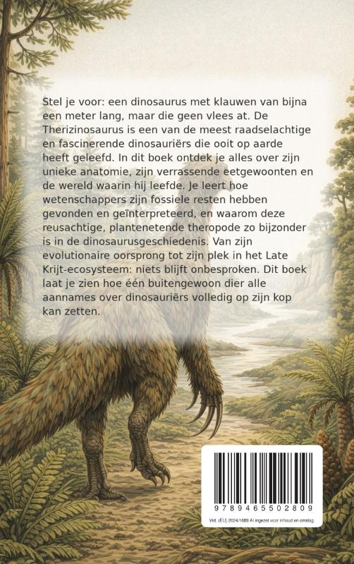Achterkant van Alles over de Therizinosaurus