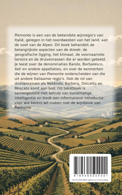 Achterkant van Wijnstreek Piemonte
