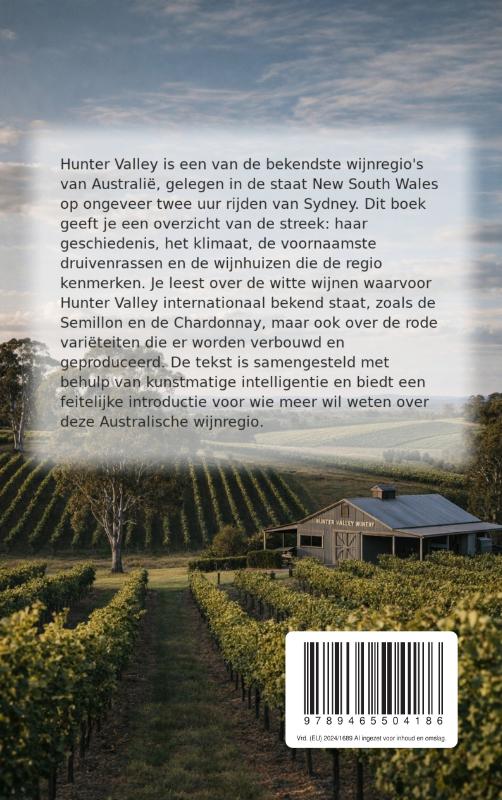 Achterkant van Wijnstreek Hunter Valley