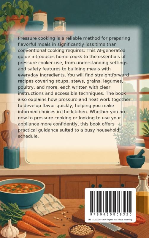 Achterkant van Simple Pressure Cooker Cooking at Home