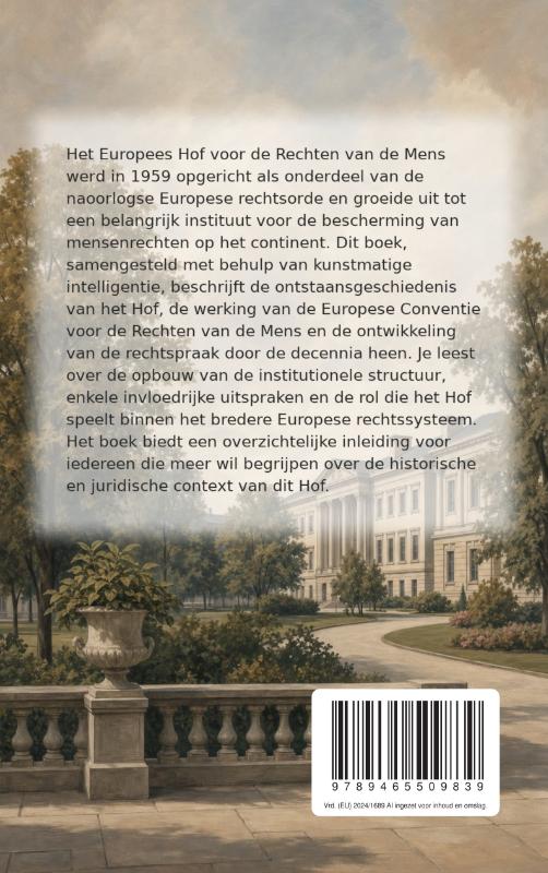 Achterkant van De geschiedenis van het Europees Hof voor de Rechten van de Mens